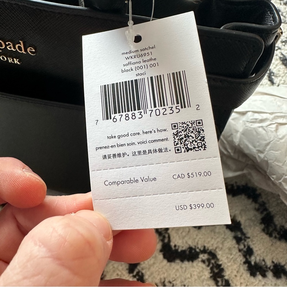 NWT Kate Spade New York Staci Black Medium Satchel Saffiano Leather Crosssbody - Picture 13 of 16